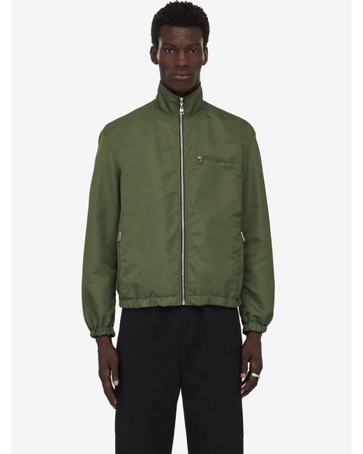 McQueen Green Hybrid Reversible Bomber Jacket for men