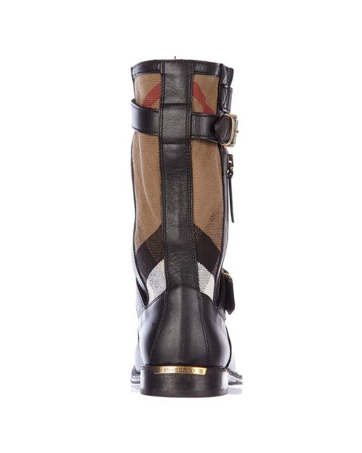 Burberry Black Plaid Canvas Short Boots