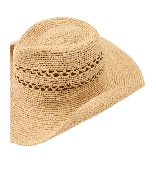 Helen Kaminski Natural Crochet-Knit Wide-Brim Hat