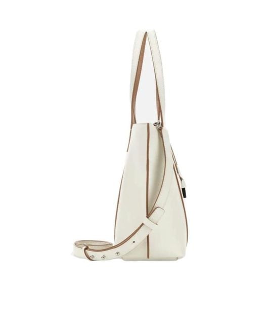 Hogan White Logo Embossed Top Handle Bag