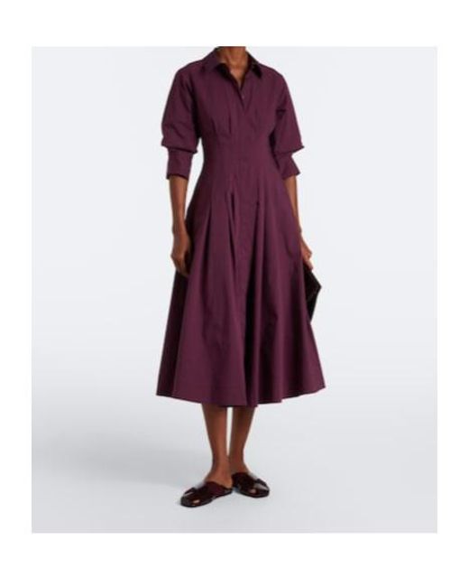 Jonathan Simkhai Purple Jazz Pleated Cotton Poplin Shirt Dress