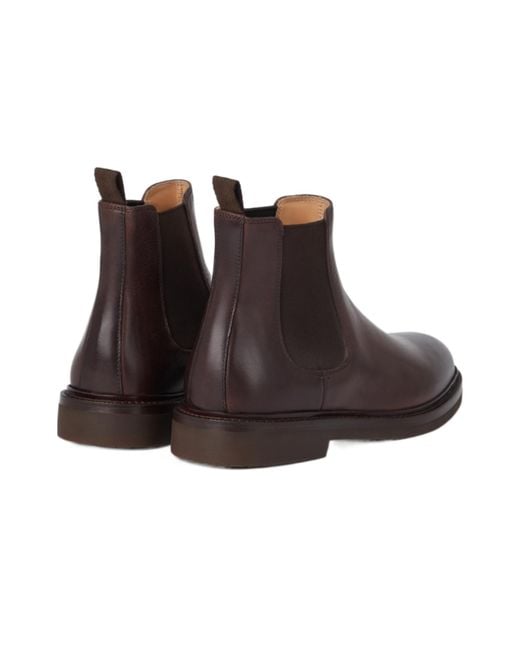 Brunello Cucinelli Brown Round-Toe Chelsea Ankle Boots for men
