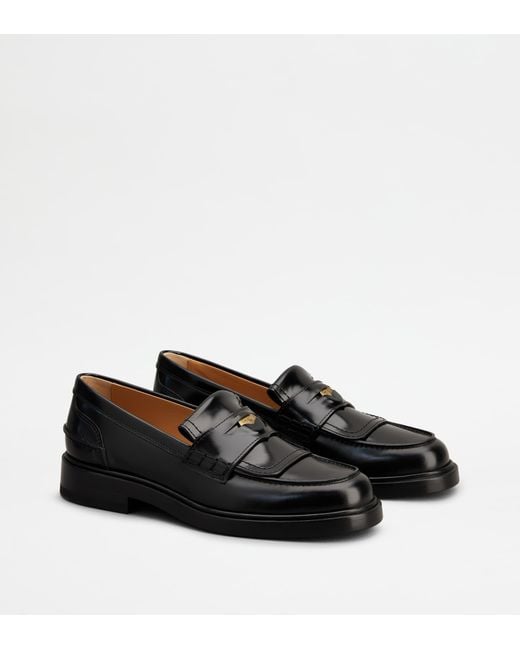 Tod's Black Logo-Plaque Slip-On Loafers