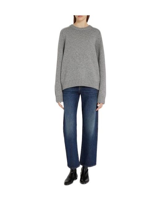 Khaite Gray Mae Cashmere Crewneck Sweater