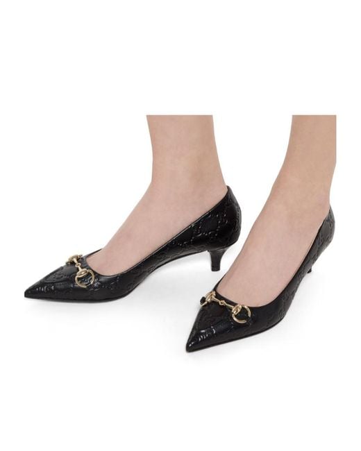 Gucci Black Horsebit Detailed Pointed-Toe Pumps