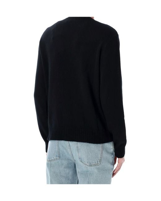 Valentino Black Animal Embroidered Crewneck Jumper for men