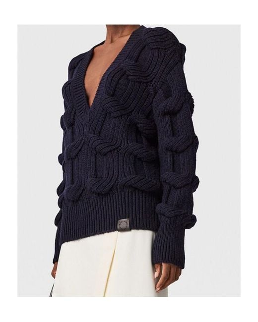 Stella McCartney Blue Chain V-Neck Knitted Jumper