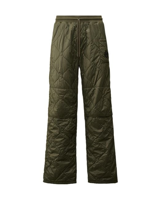 C P Company Green Lens-Detail Quilted Trousers for men