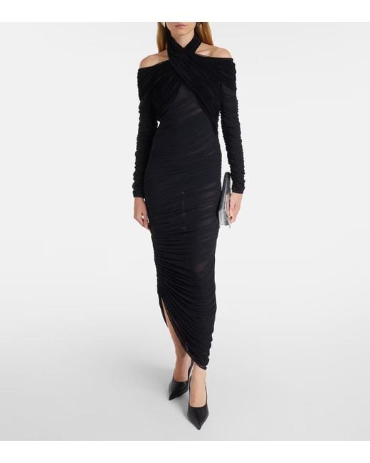 Mugler Black Pendulous Ruffle Dress