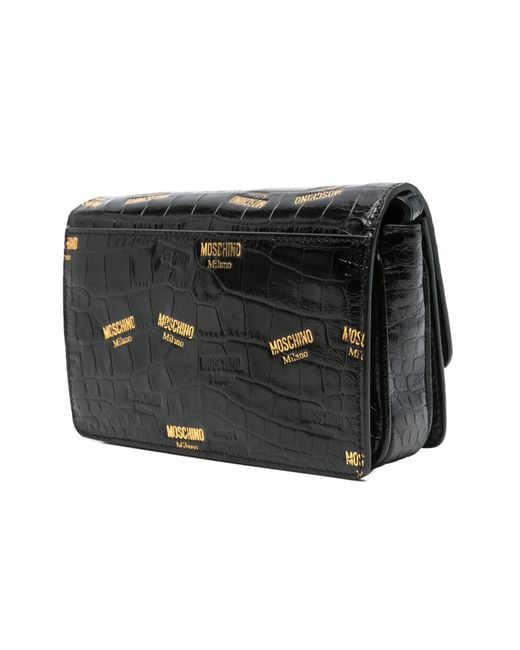 Moschino Black Logo-Stamp Cross Body Bag