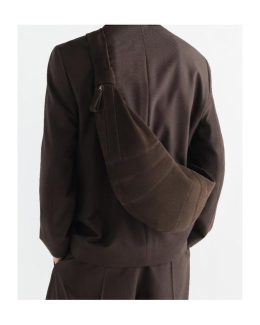 Lemaire Brown Large Croissant Panelled Leather Shoulder Bag for men