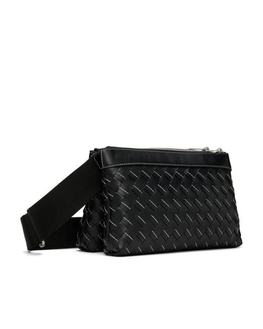 Bottega Veneta Black Intreciato Knitted Shoulder Bag for men