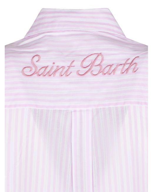 Mc2 Saint Barth Pink Adeline Striped Long Shirt