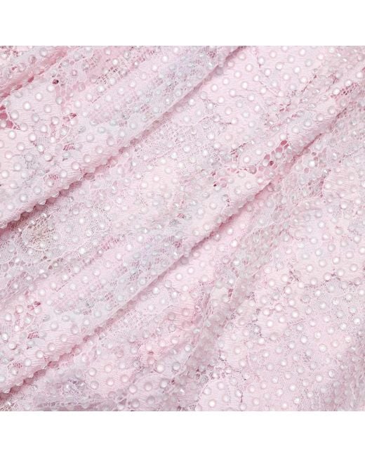 Self-Portrait Pink Lace One-Shoulder Top