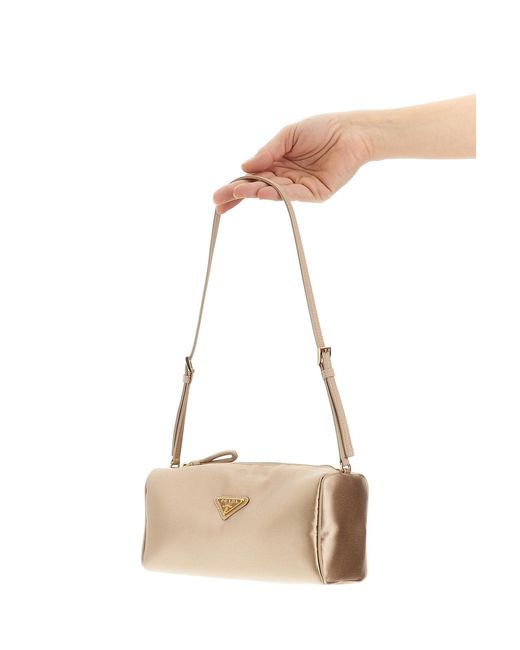 Prada White Triangle Logo Shoulder Bag
