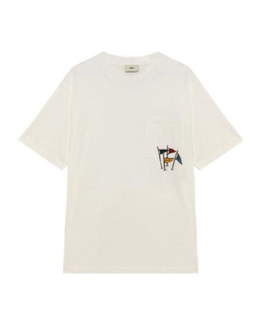 Autry White Flag-Print Crew-Neck T-Shirt for men