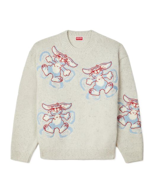 KENZO White Winter Holidays' Embroidered Jumper for men