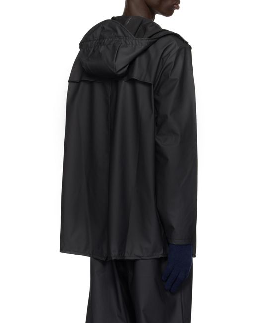Rains Black Hooded Water-Resistant Jacket for men