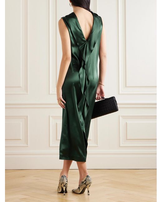 Altuzarra Green Sethie Open-Back Silk-Satin Midi Dress