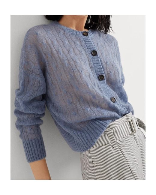 Brunello Cucinelli Blue Cable-Knit Cardigan