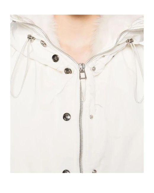 Ermanno Scervino White Fur-Trimmed Puffer Jacket