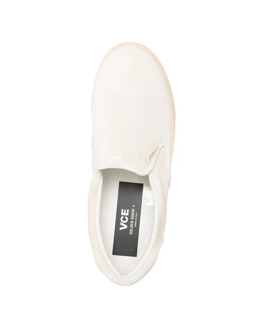 Golden Goose Deluxe Brand White Sequin-Embellished Slip-On Sneakers