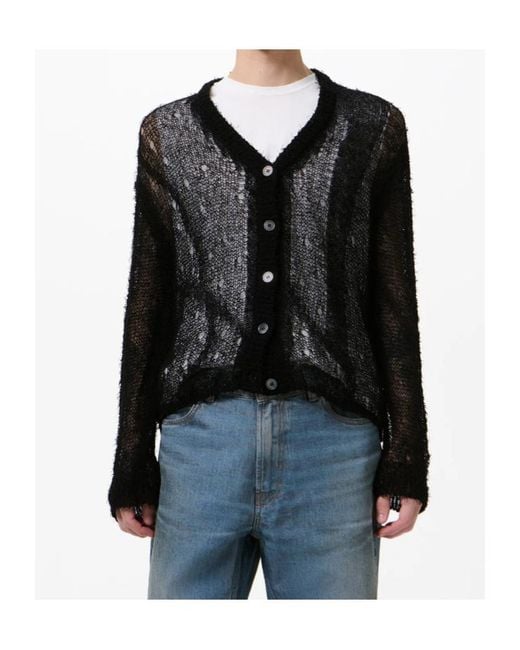 Our Legacy Black Sheer Open-Knit Cardigan for men