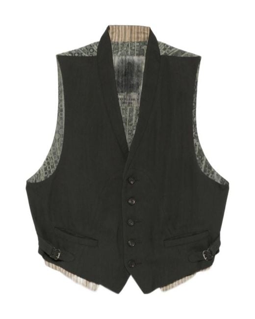 Ziggy Chen Black Patterned-Back Waistcoat for men