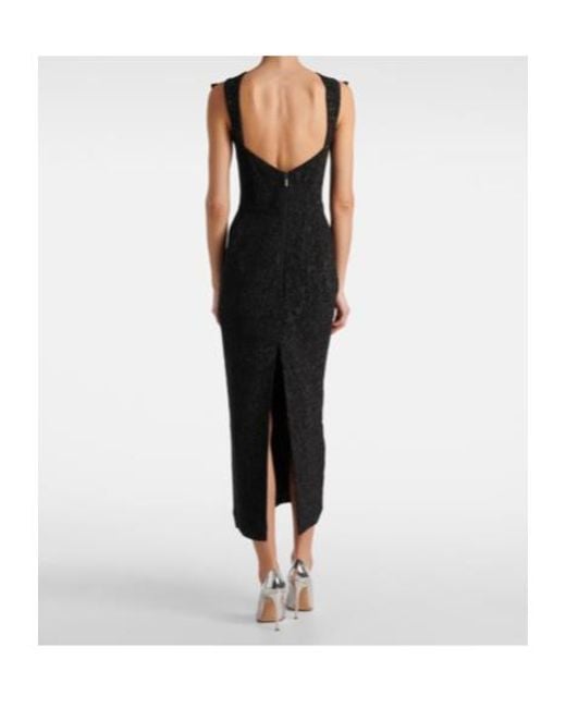 Maticevski Black Singular Open-Back Lamé Cocktail Dress