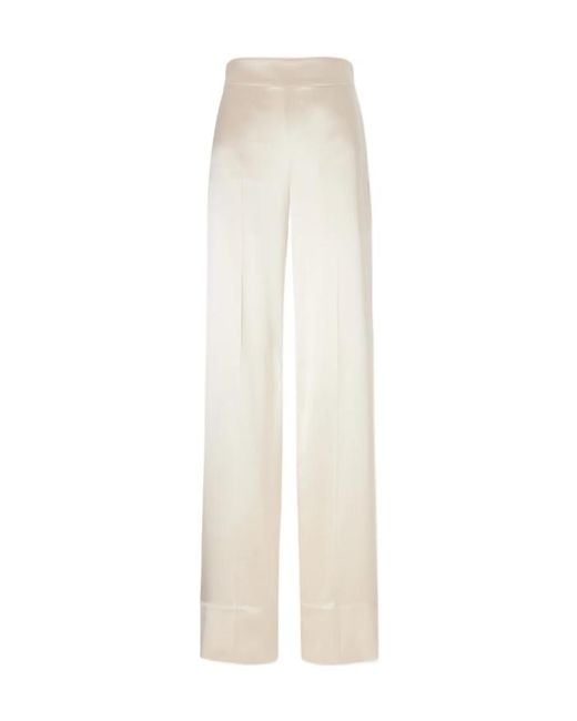 Joseph White Silk Straight-Leg Pants