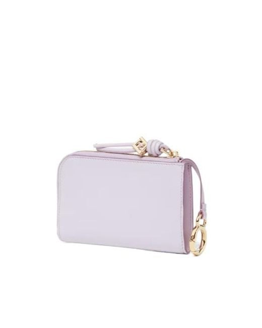Fendi Purple Ff Diamonds Logo-Embossed Leather Cardholder