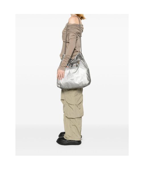 Balenciaga White Crush Charm Detailed Medium Tote Bag