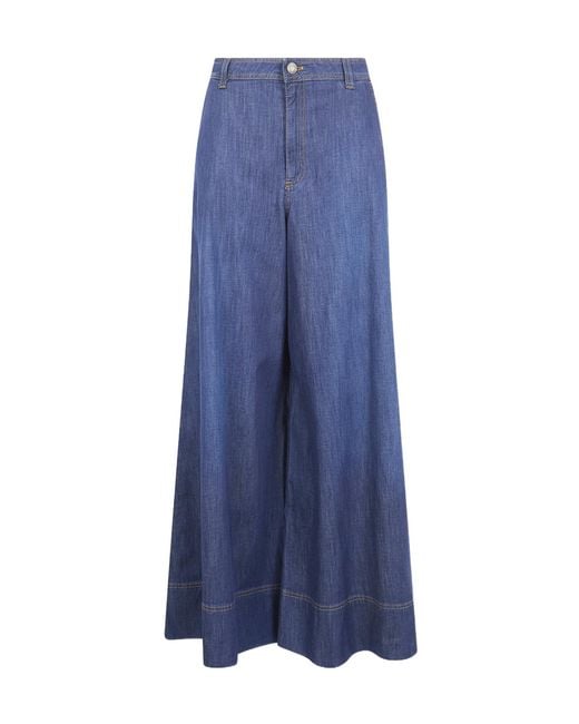 Twinset Blue Stitched Palazzo Jeans