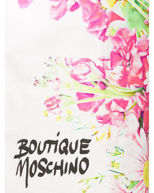Moschino White Floral Printed Straight-Tube Dress