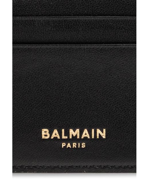 Balmain Black Monogram Chain Card Holder Wallet for men
