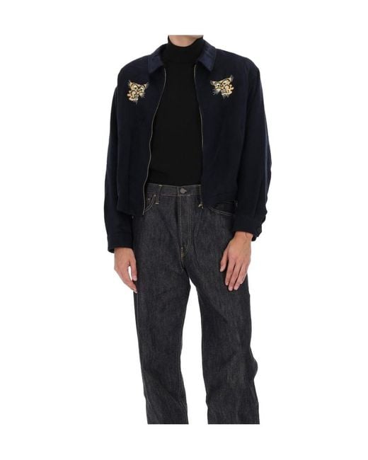 Visvim Blue Embroidered Zipped Jacket for men