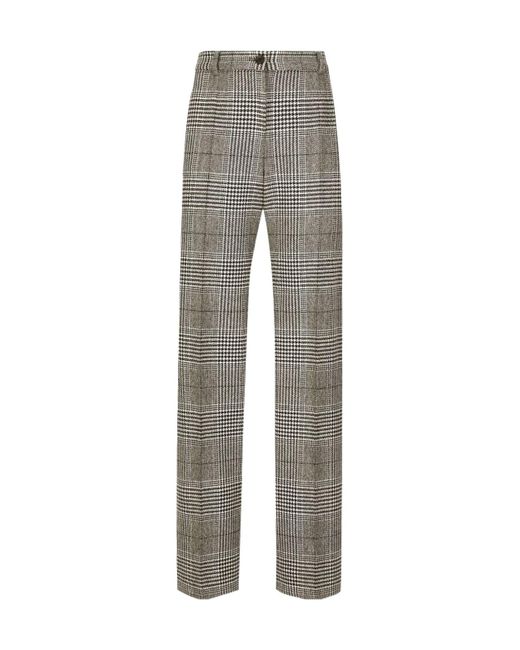 Dolce & Gabbana Gray Plaid Flared Pants