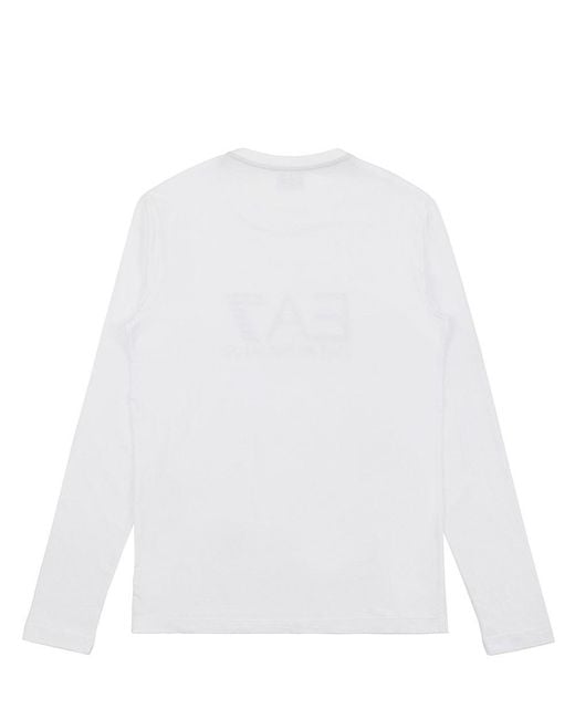 EA7 White Logo T-Shirt With Round Neck for men