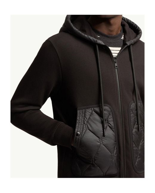 Moncler Black Diamond Quilted Cotton Blend Zip-Up Hoodie for men