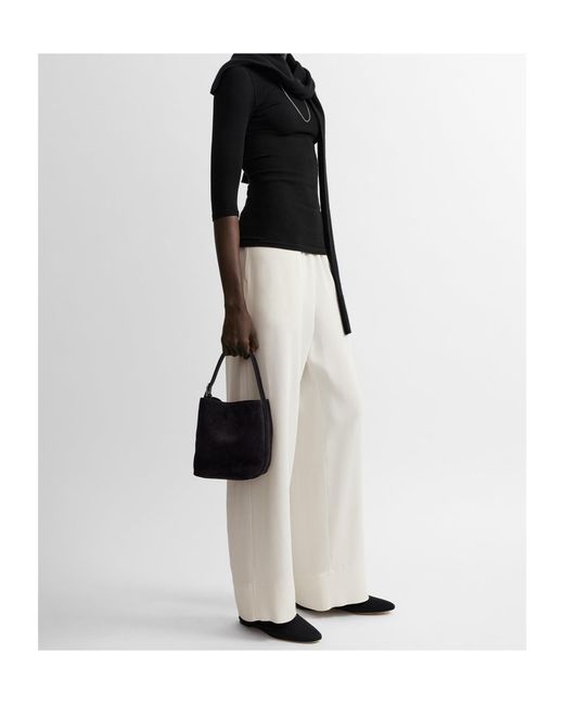 Totême Black Belted Suede Tote Bag