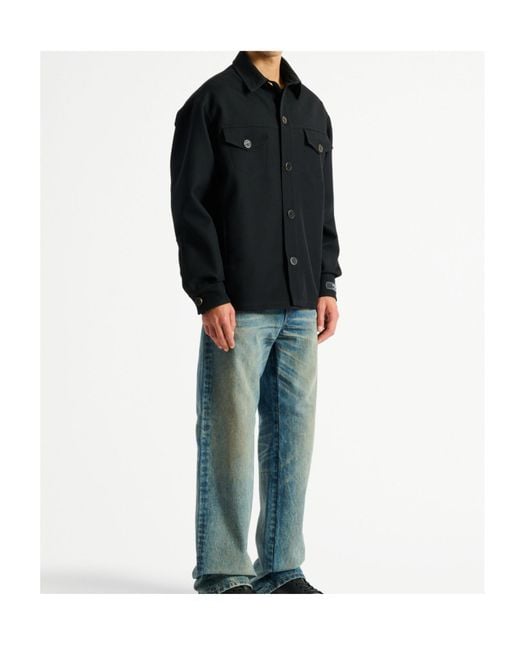 Balmain Blue Button-Front Shirt Jacket for men