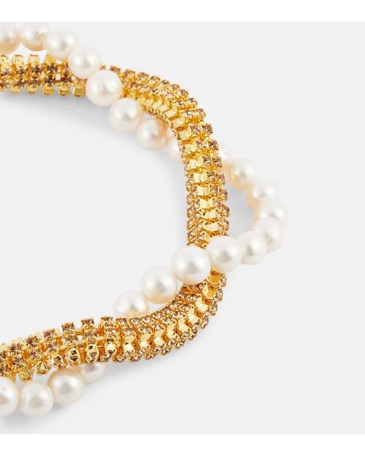 Magda Butrym Metallic Crystal And Faux Pearl Necklace