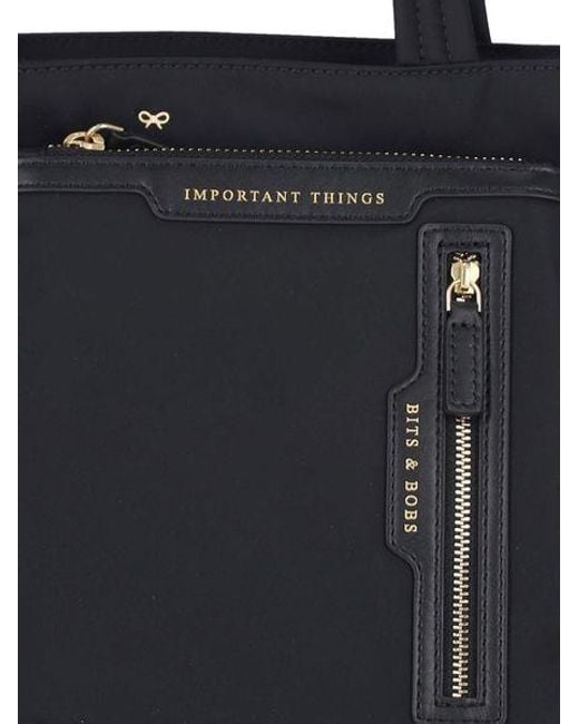 Anya Hindmarch Black E/W Multi-Pocket Mini Cross-Body Tote Bag