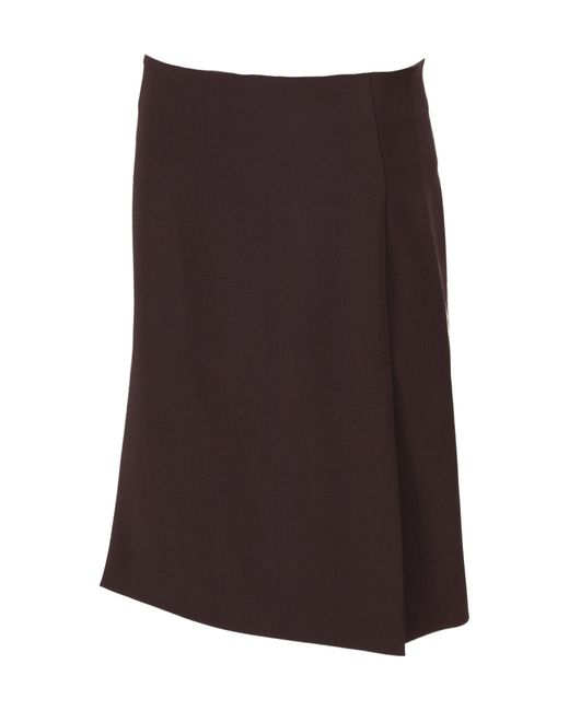 P.A.R.O.S.H. Brown Wool-Blend Midi Skirt