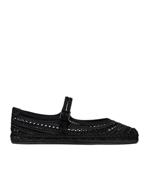 Tory Burch Black Open Weave Strap Espadrilles