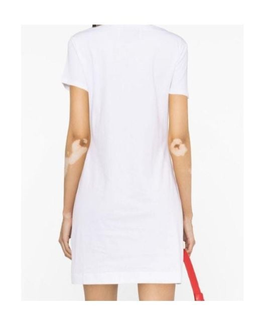 Moschino White Logo-Print Cotton T-Shirt Dress