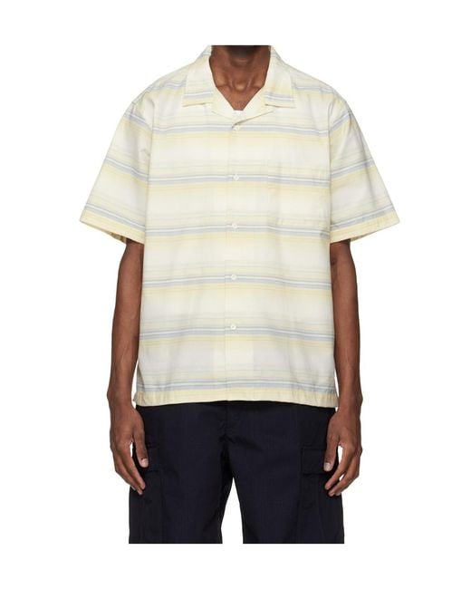 Nanamica White Open Collar Pique Short-Sleeve Shirt for men