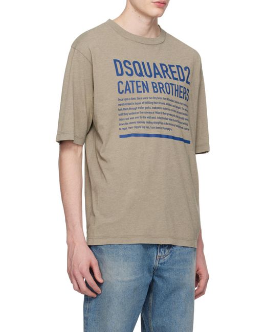 DSquared² Gray Logo Printed Crewneck T-Shirt for men