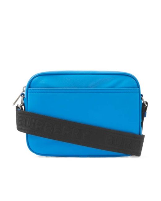 Burberry Blue Logo Detailed Zipped Shoulder Bag for men