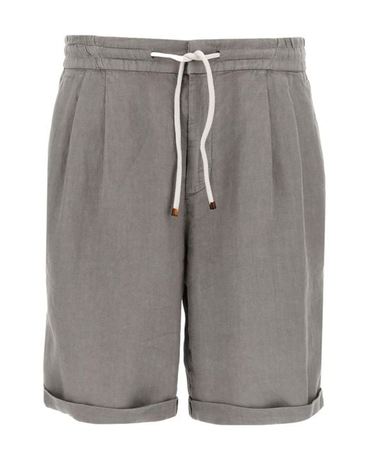 Brunello Cucinelli Gray Elasticated Knee High Shorts for men